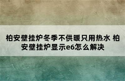 柏安壁挂炉冬季不供暖只用热水 柏安壁挂炉显示e6怎么解决